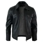 Mens Classic Real Leather Soft Hide Zipped Collar Box Jacket Smart Casual Fit - Image 2