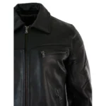 Mens Classic Real Leather Soft Hide Zipped Collar Box Jacket Smart Casual Fit - Image 4