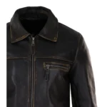Mens Classic Real Leather Soft Hide Zipped Collar Box Jacket Smart Casual Fit - Image 8