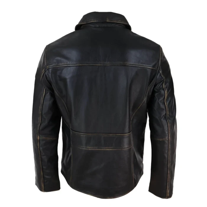 Mens Classic Real Leather Soft Hide Zipped Collar Box Jacket Smart Casual Fit - Image 6