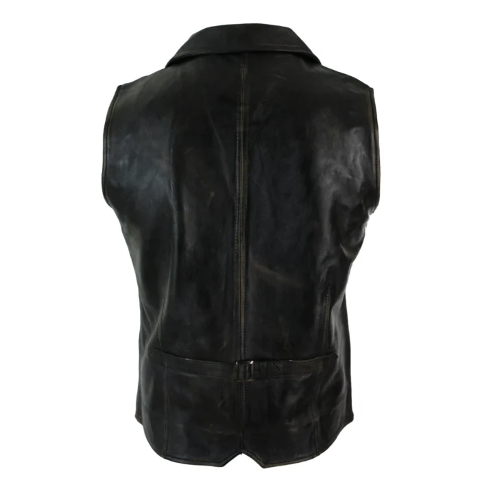 Mens Real Leather Tan Brown Black Burgundy Smart Casual Gilet Waistcoat Vintage Retro - Image 5