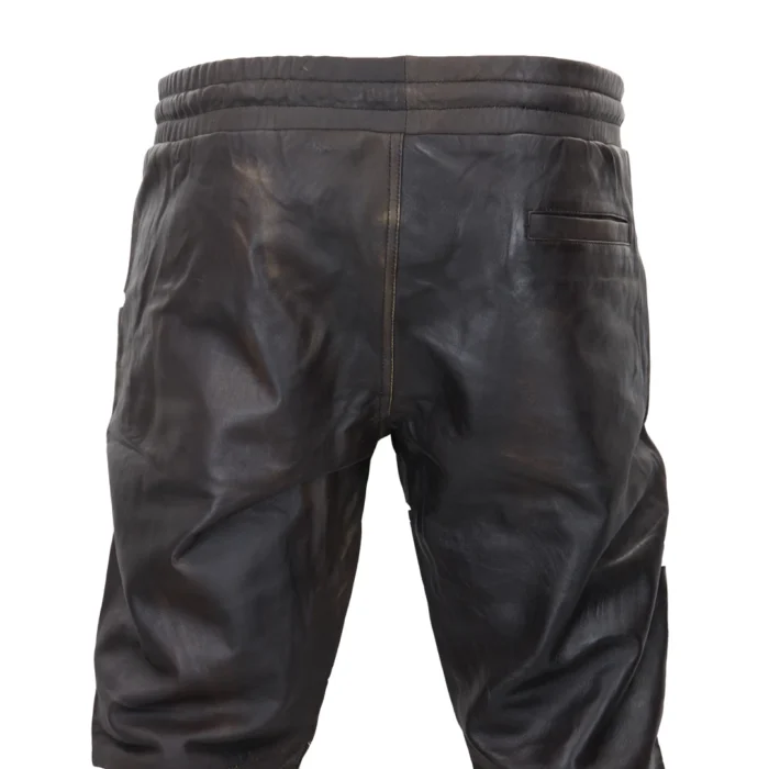 Mens Real Leather Jogger Jeans Trousers Elasticated Casual - Image 11