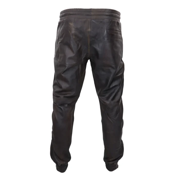 Mens Real Leather Jogger Jeans Trousers Elasticated Casual - Image 10
