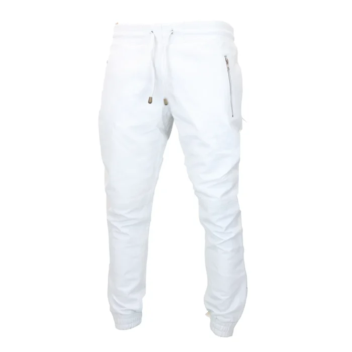 Mens Real Leather Jogger Jeans Trousers Elasticated Casual - Image 20