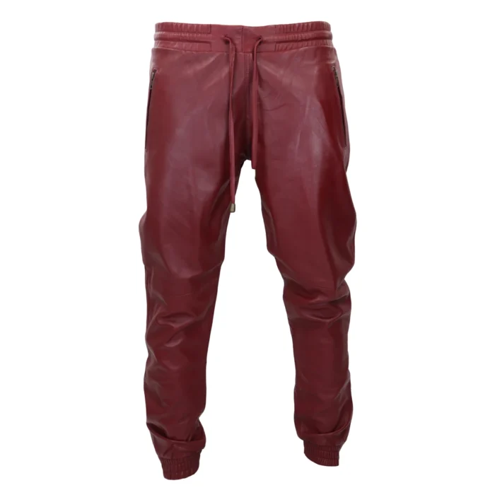 Mens Real Leather Jogger Jeans Trousers Elasticated Casual - Image 21