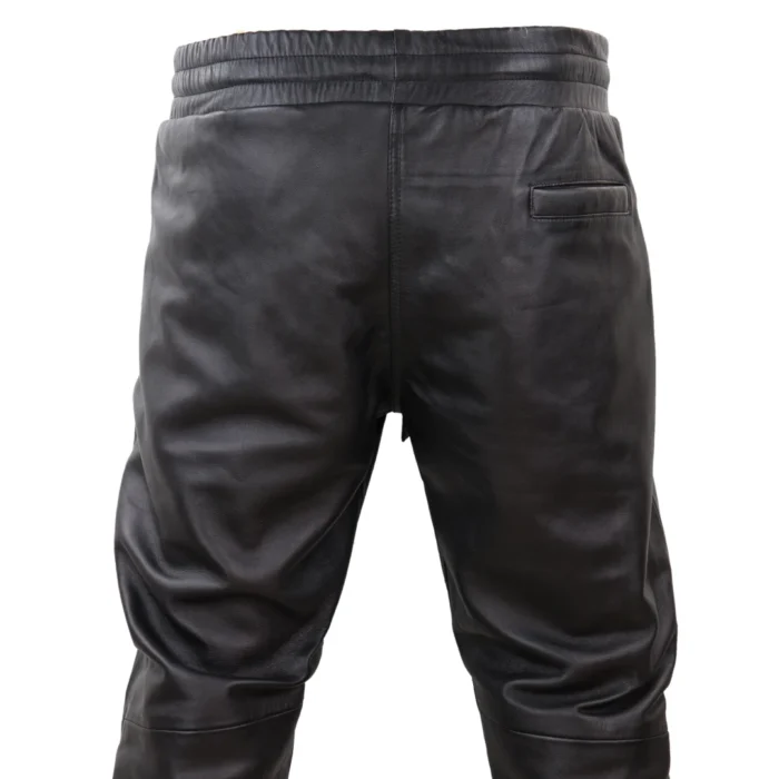 Mens Real Leather Jogger Jeans Trousers Elasticated Casual - Image 3