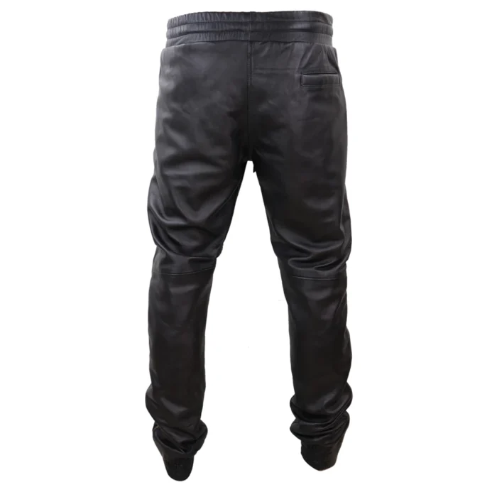 Mens Real Leather Jogger Jeans Trousers Elasticated Casual - Image 4