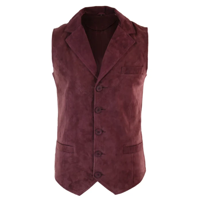 Mens Real Suede Leather Tan Brown Black Smart Casual Gilet Waistcoat Vintage Retro - Image 13