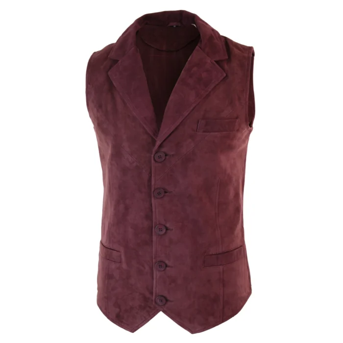 Mens Real Suede Leather Tan Brown Black Smart Casual Gilet Waistcoat Vintage Retro - Image 15