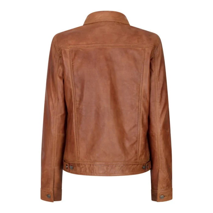 Womens Vintage Retro Jeans Jacket Style Real Leather Short Biker Grease 1980s Classic - Image 9