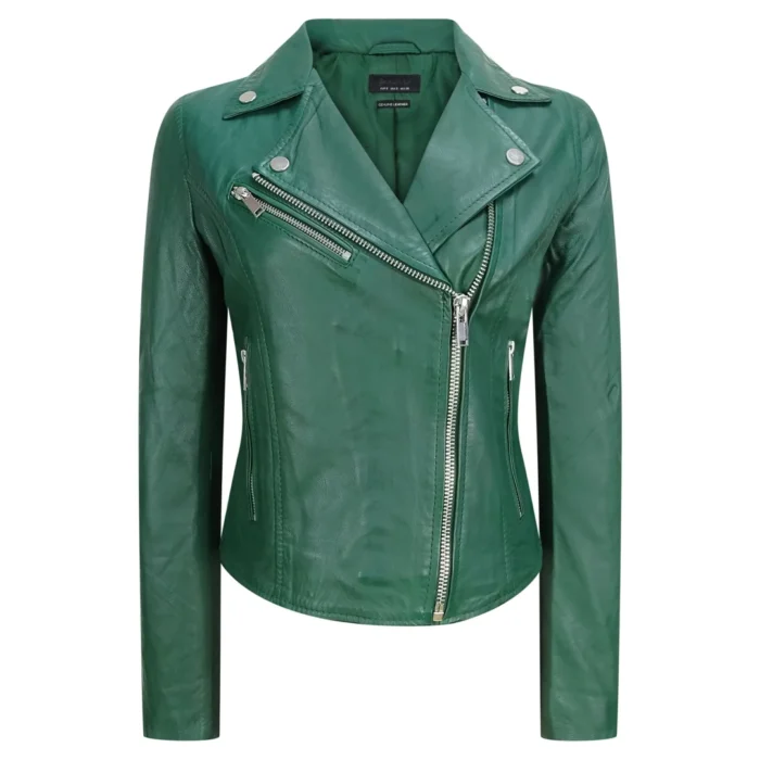 Womens Real Leather Biker Jacket Cross Zip Soft Slim Fit Brando Tan Brown Black Red Yellow - Image 13