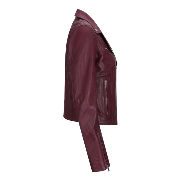Womens Real Leather Biker Jacket Cross Zip Soft Slim Fit Brando Tan Brown Black Red Yellow - Image 28