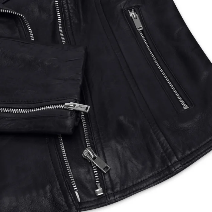 Womens Real Leather Biker Jacket Cross Zip Soft Slim Fit Brando Tan Brown Black Red Yellow - Image 4