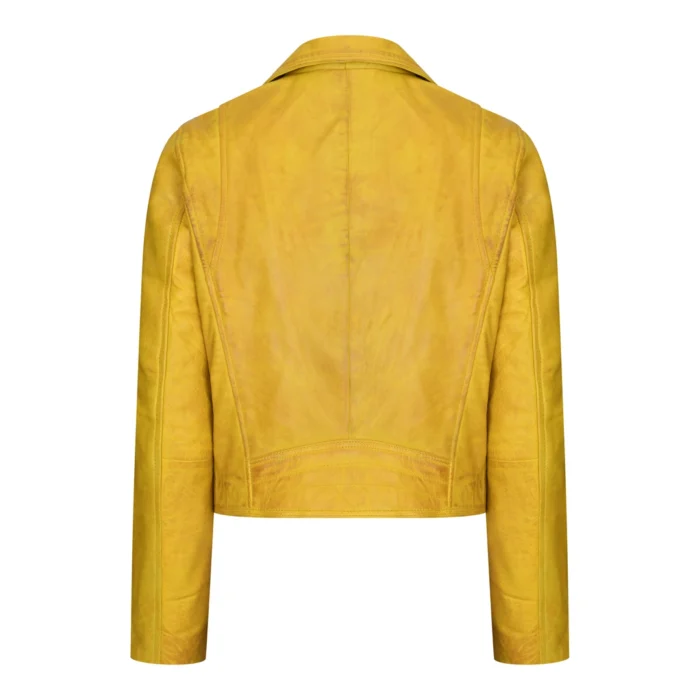 Womens Real Leather Biker Jacket Cross Zip Soft Slim Fit Brando Tan Brown Black Red Yellow - Image 30