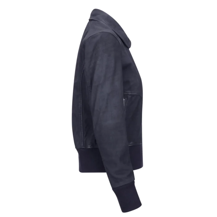 Womens Real Leather Bomber Jacket Short Zipped Retro Brown Tan Black Blue Grey - Image 14