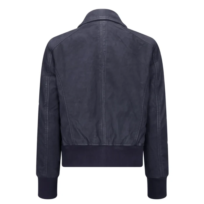 Womens Real Leather Bomber Jacket Short Zipped Retro Brown Tan Black Blue Grey - Image 12