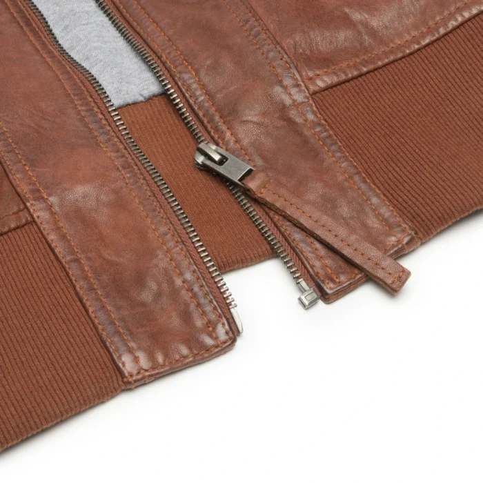 Womens Real Leather Bomber Jacket Short Zipped Retro Brown Tan Black Blue Grey - Image 18