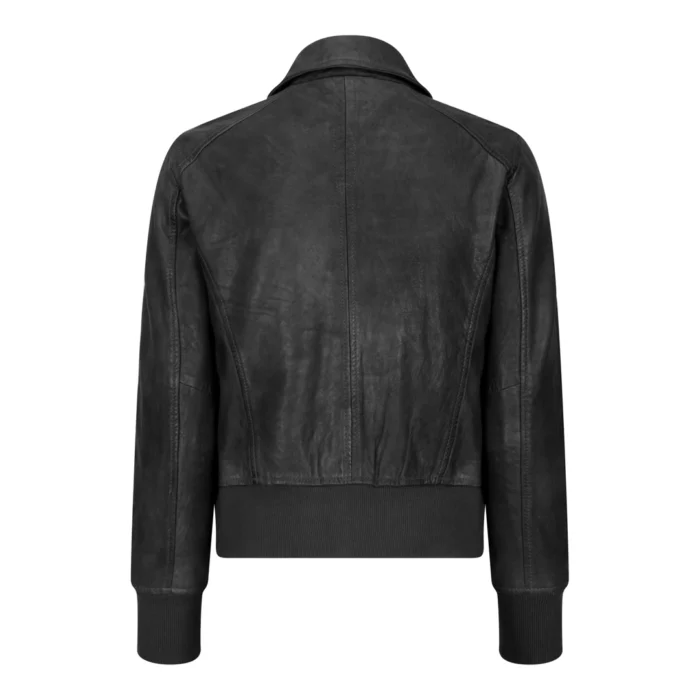 Womens Real Leather Bomber Jacket Short Zipped Retro Brown Tan Black Blue Grey - Image 3