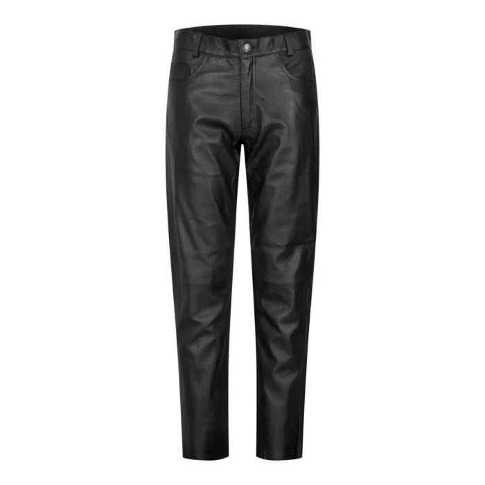 Womens Real Leather Jeans Trousers Casual Retro 1980s Vintage Black - Image 1