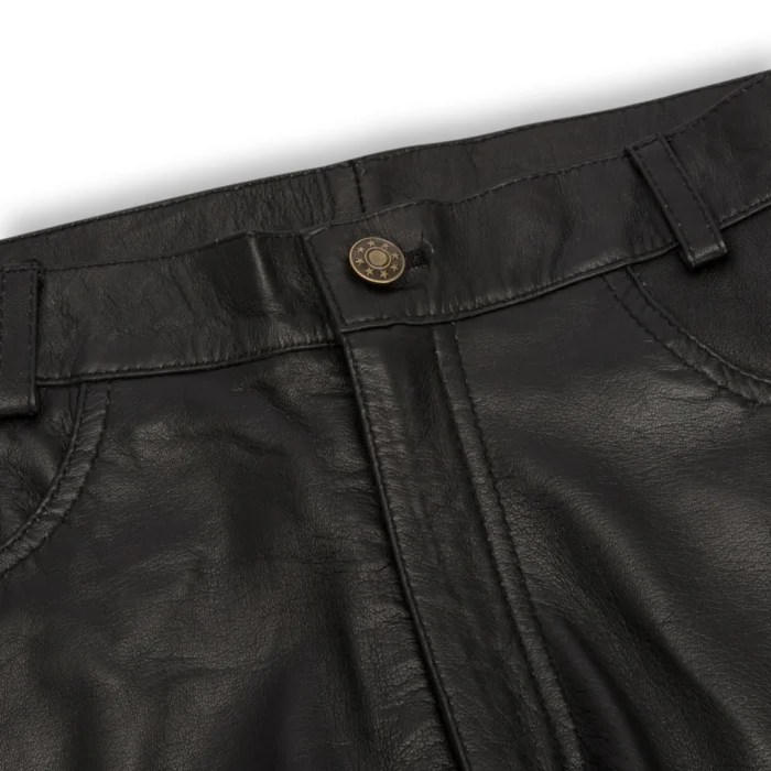 Womens Real Leather Jeans Trousers Casual Retro 1980s Vintage Black - Image 3