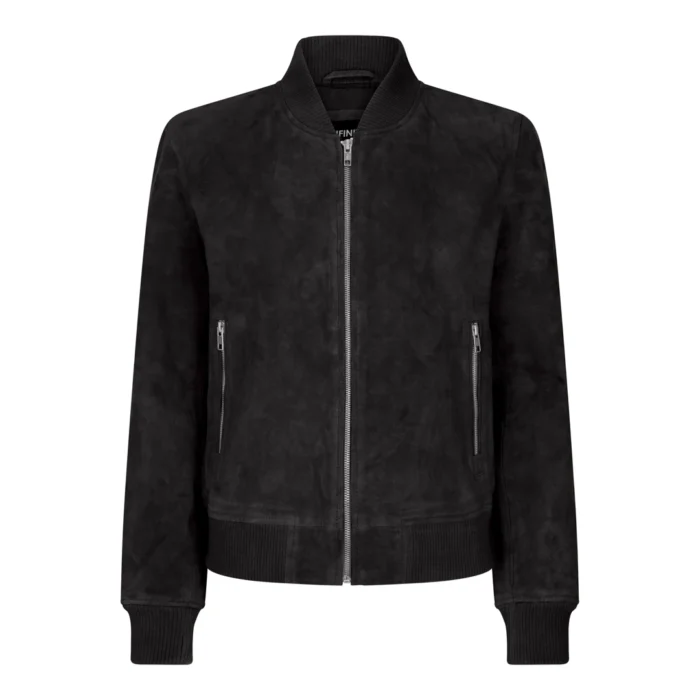 Womens Genuine Suede Bomber Jacket Leather Casual Varsity Vintage Casual - Image 1
