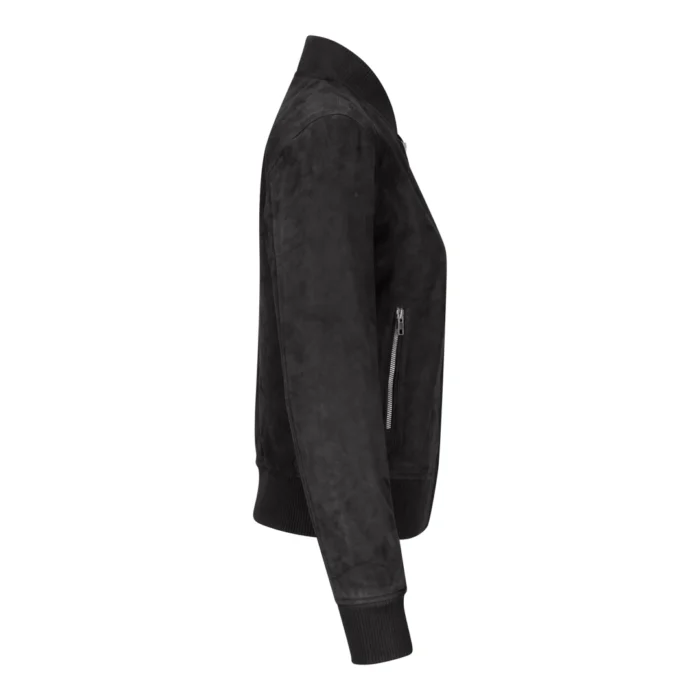 Womens Genuine Suede Bomber Jacket Leather Casual Varsity Vintage Casual - Image 2