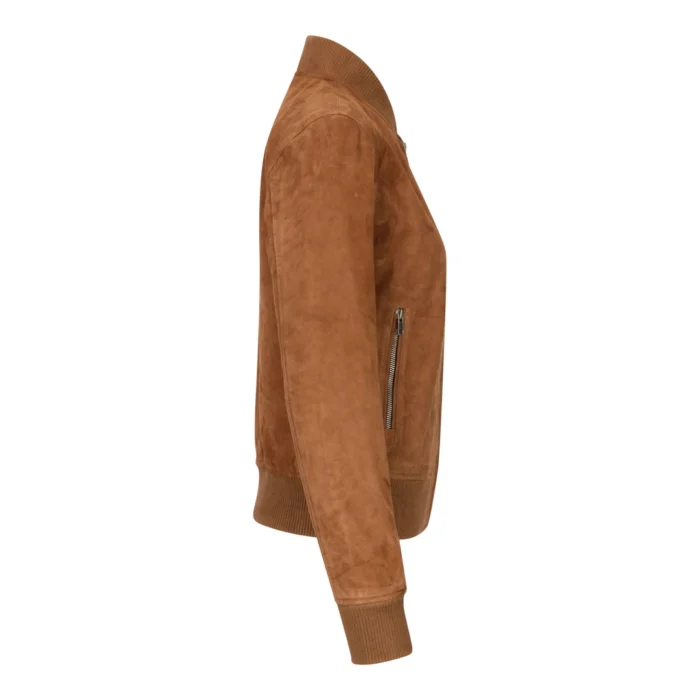 Womens Genuine Suede Bomber Jacket Leather Casual Varsity Vintage Casual - Image 10
