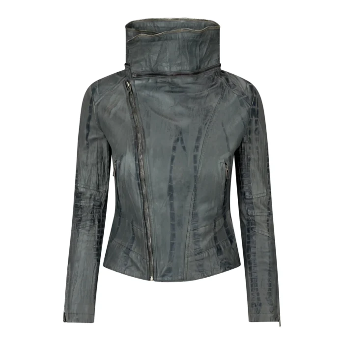 Womens Ladies Girls Soft Black Real Leather Racing Biker Style Jacket - Image 5