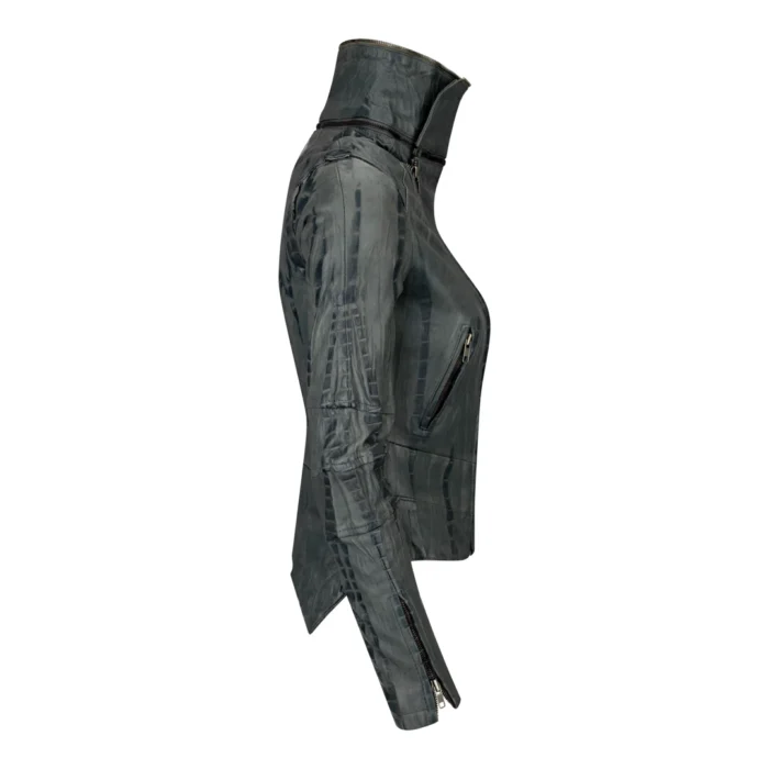 Womens Ladies Girls Soft Black Real Leather Racing Biker Style Jacket - Image 8