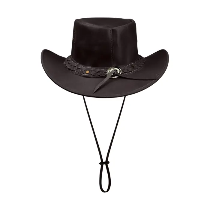Australian Unisex Western Cowboy Hat Real Leather Outback Riding Outlaw Classic - Image 7