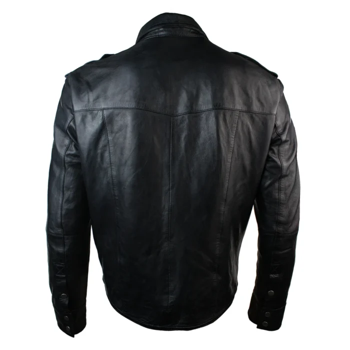 Mens Real Leather Shirt Jacket Tan Brown Black Slim Fit Casual Retro Vintage - Image 3