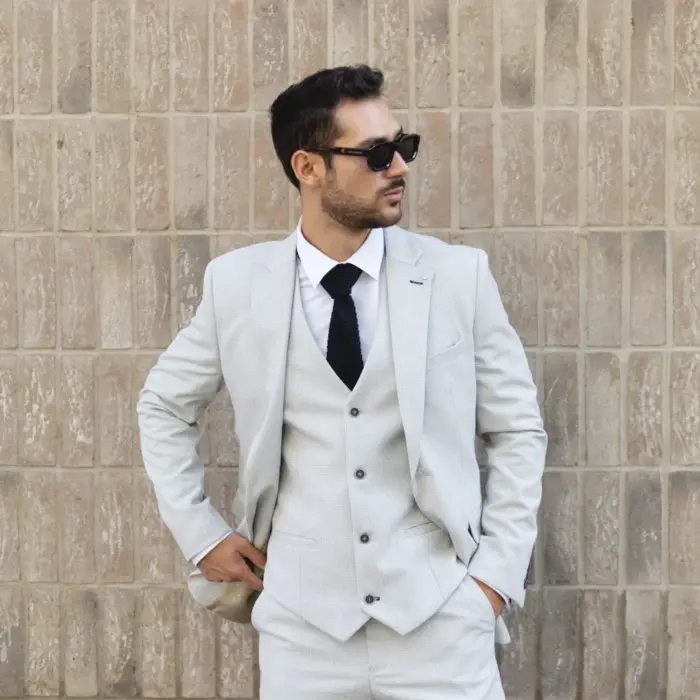 Men's Blazer Grey Checked Classic Sport Coat Plaid Tailored Fit - Image 2