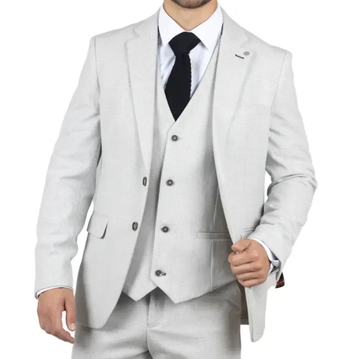Men's Blazer Grey Checked Classic Sport Coat Plaid Tailored Fit - Image 5