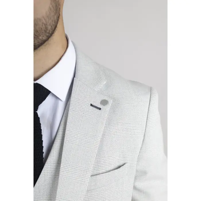 Men's Blazer Grey Checked Classic Sport Coat Plaid Tailored Fit - Image 4