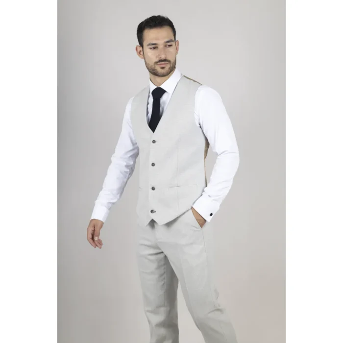 Men's Waistcoat Grey Checked Tailored Fit Vest - Image 2