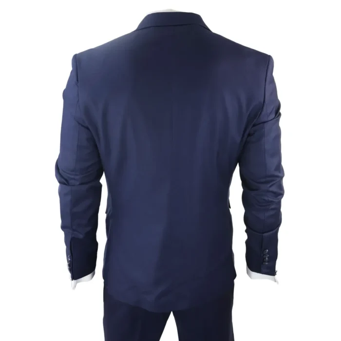 Mens Classic 3 Piece Suit Navy Blue Pocket Chain Wedding Tailored Fit Vintage Formal - Image 7