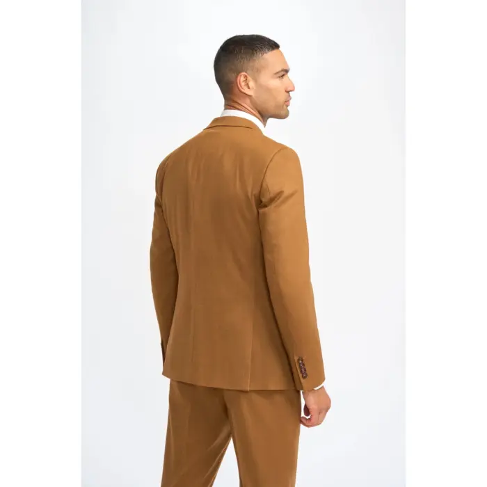 Men's Blazer Camel Brown Wool Sports Coat Formal Suit Jacket - Image 2