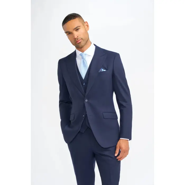 Men's Blazer Navy Blue Wool Sports Coat Formal Suit Jacket - Image 1