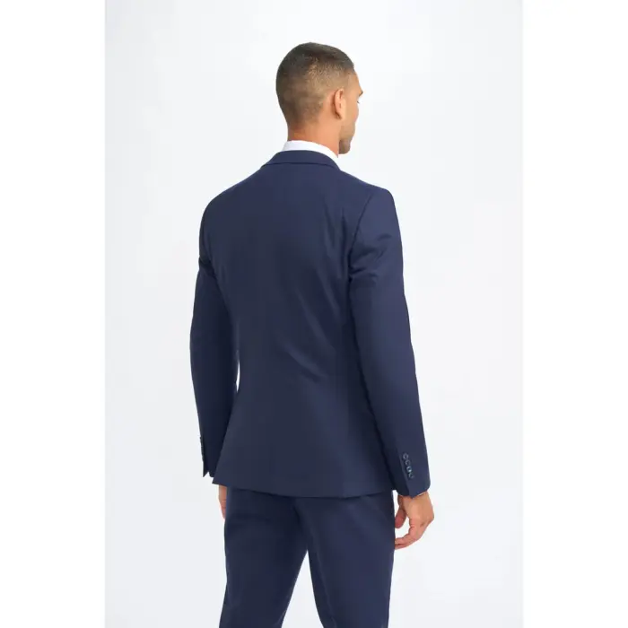 Men's Blazer Navy Blue Wool Sports Coat Formal Suit Jacket - Image 2