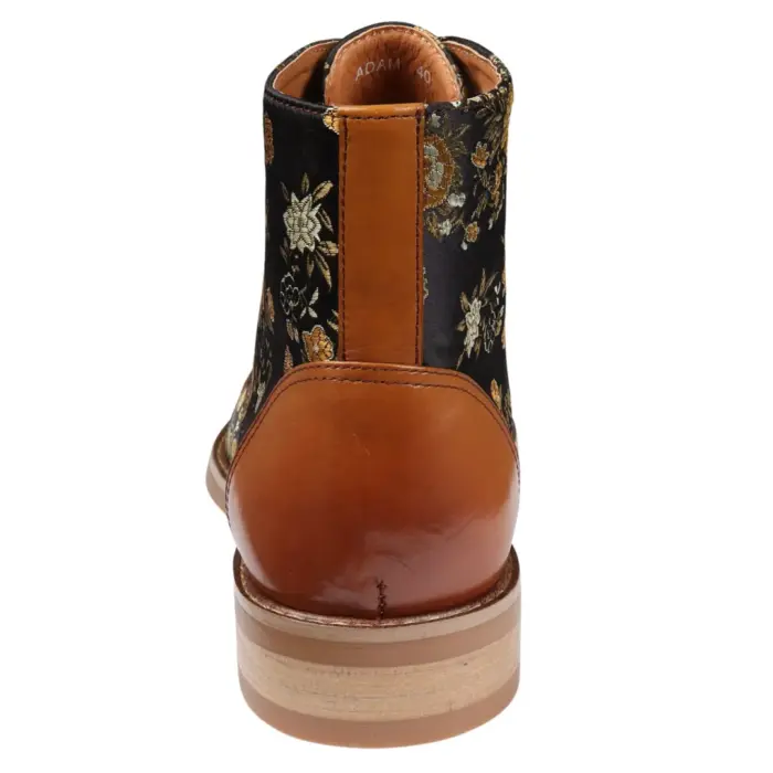 Men's Boot Oxford Brogue Floral Print Lace Up Leather Ankle Boots - Image 11