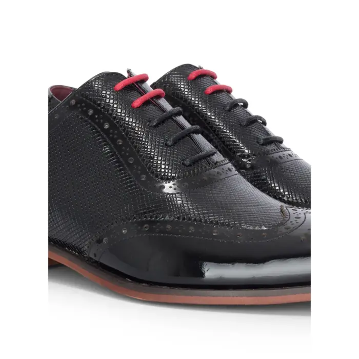 Flynn - Men's Black Patent Leather Brogue Shoes - Image 7