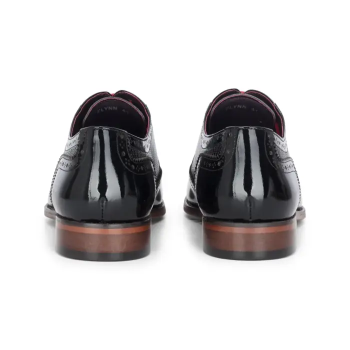 Flynn - Men's Black Patent Leather Brogue Shoes - Image 6
