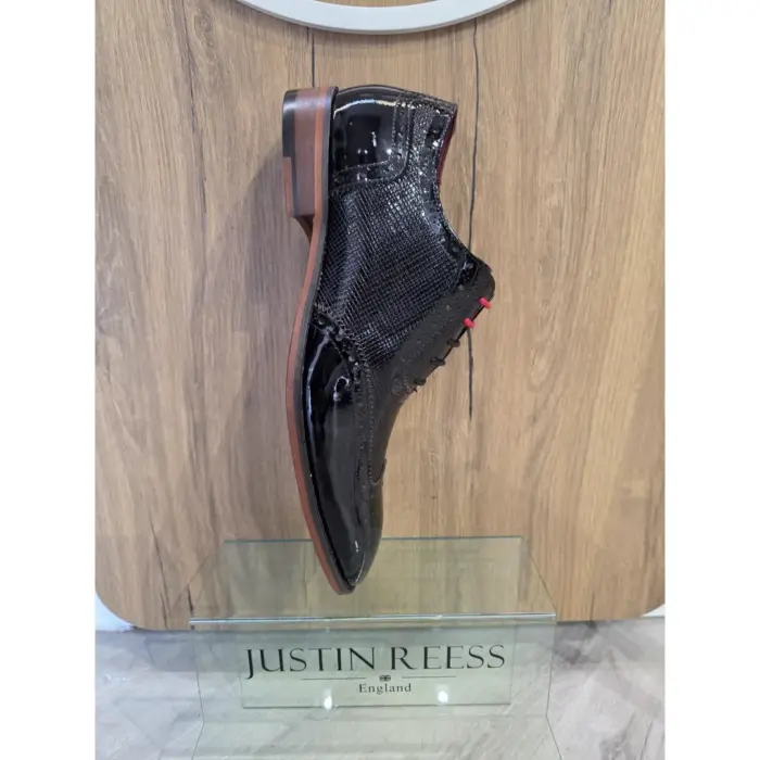 Flynn - Men's Black Patent Leather Brogue Shoes - Image 5