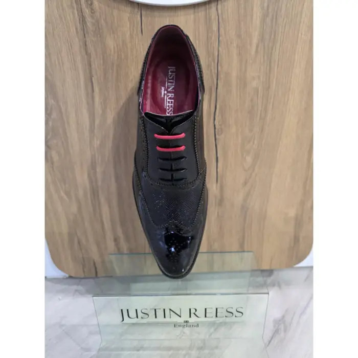 Flynn - Men's Black Patent Leather Brogue Shoes - Image 4