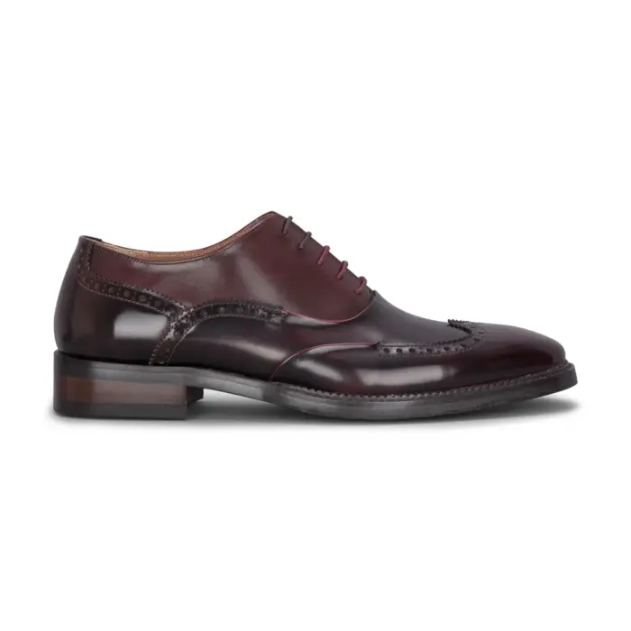 Harry - Men's Wine Patent Leather Brogue Shoes - Image 1