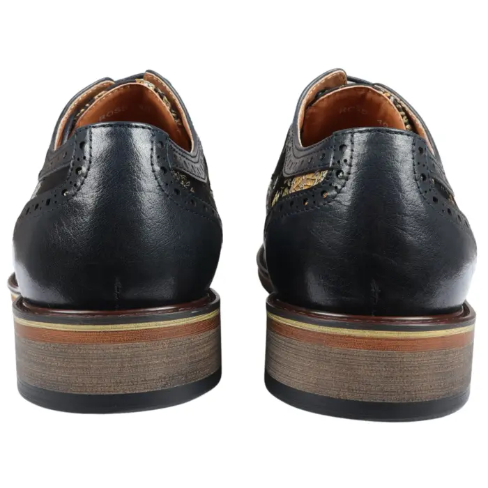 Men's Shoes Floral Print Leather Oxford Brogue Lace Up Formal Dress Shoe - Image 25