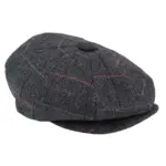 Mens 8 Panel Hat Flat Cap Newsboy Grandad Tweed Check Vintage Peaky Baker Boy - Image 2