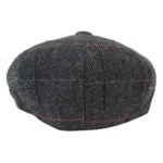 Mens 8 Panel Hat Flat Cap Newsboy Grandad Tweed Check Vintage Peaky Baker Boy - Image 4