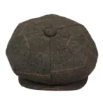 Mens 8 Panel Hat Flat Cap Newsboy Grandad Tweed Check Vintage Peaky Baker Boy - Image 5