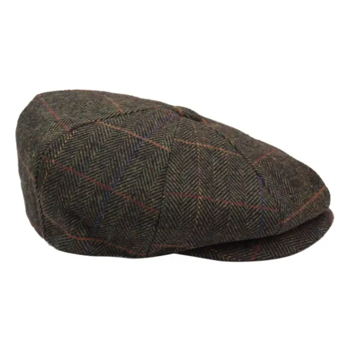 Mens 8 Panel Hat Flat Cap Newsboy Grandad Tweed Check Vintage Peaky Baker Boy - Image 7